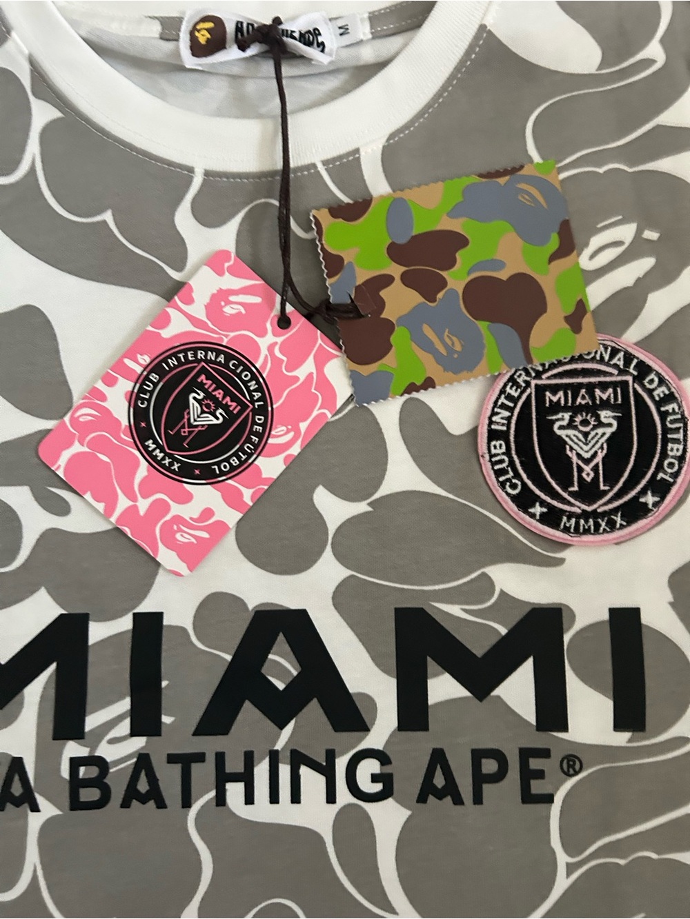 BAPE Miami Camo Short Sleeve Tee - Gray & White - Picture 6 of 6